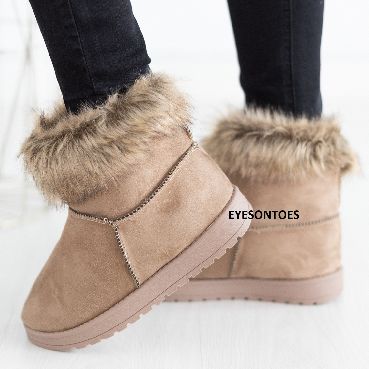 tan fluffy boots